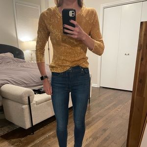 Tie Dye Mustard Yellow 3/4 sleeve tee